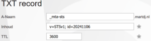 My MTA-STS DNS record